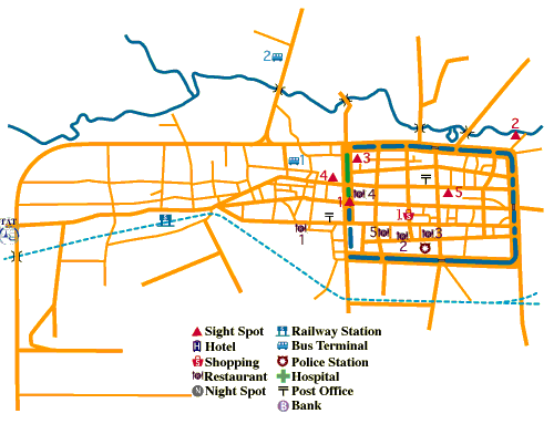 Click on map to zoom in for closer detail of downtown/strip/train station.