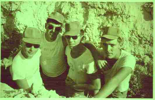 Troops from the 697th, in a ditch in Satahip at Camp Samae San