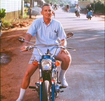 LT Turner on his Suzuki in the streets of Korat!